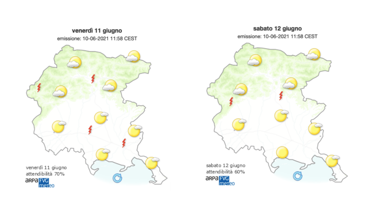 Copertina per Qualche nuvola sul Goriziano, possibile pioggia nel pomeriggio